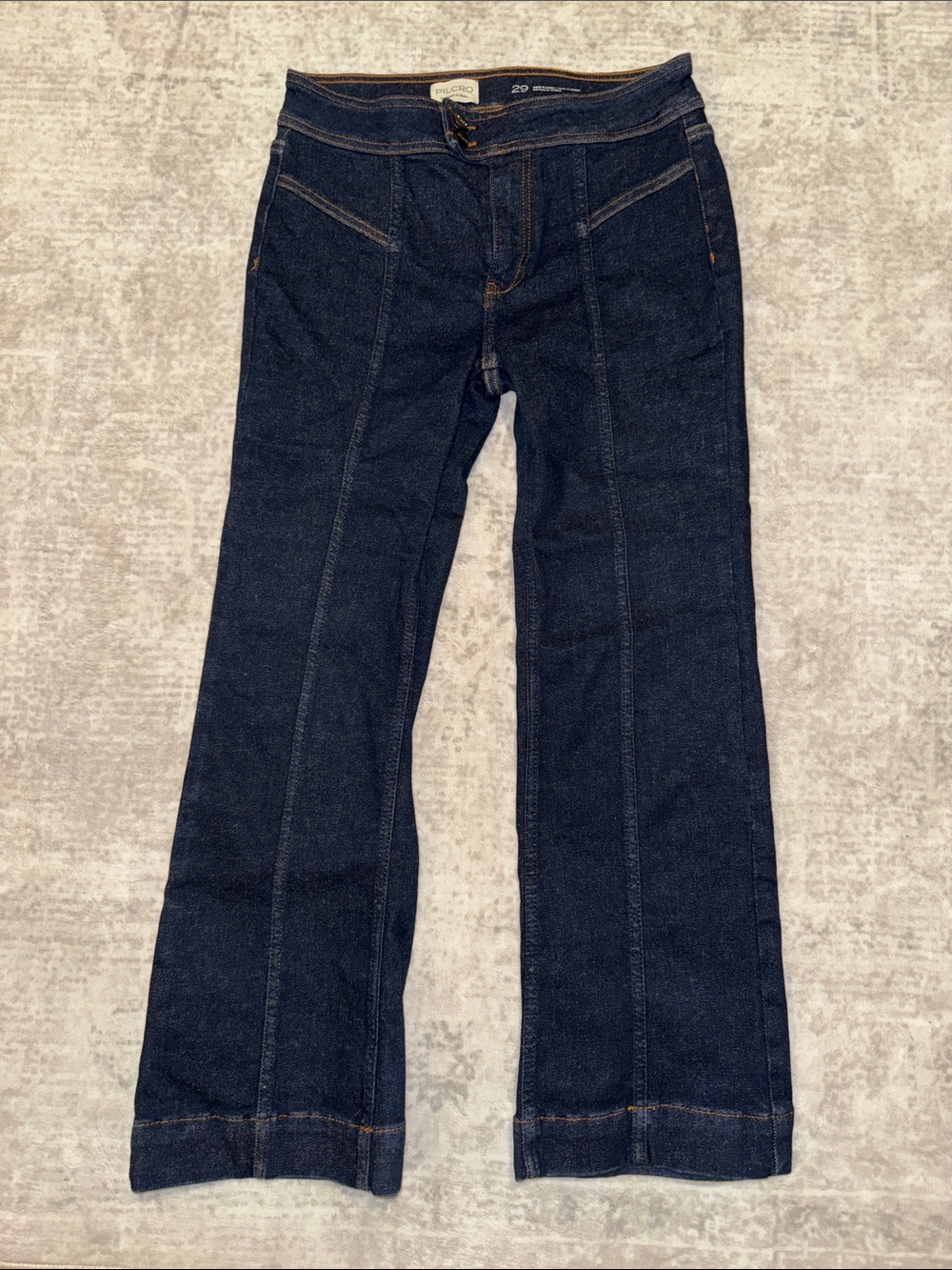 Pilcro Dark Blue Straight-Leg Jeans